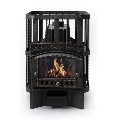 Печь для бани НМК Сибирь «Сибирь-32» каминная дверца кованная сетка, чугун в Белгороде