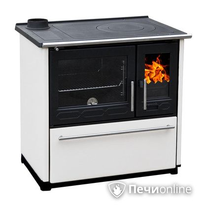 Отопительная печь Plamen 850 Glas белая труба слева в Белгороде