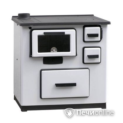 Отопительно-варочная печь Plamen Slavonac белая труба слева в Белгороде