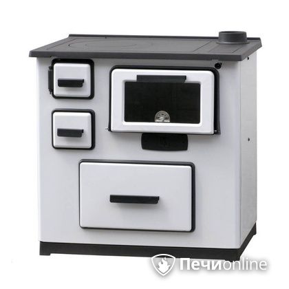 Отопительно-варочная печь Plamen Slavonac белая труба справа в Белгороде