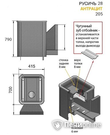 Дровяные печи-каменки Везувий Русичъ Антрацит 28 (205) 2016 в Белгороде