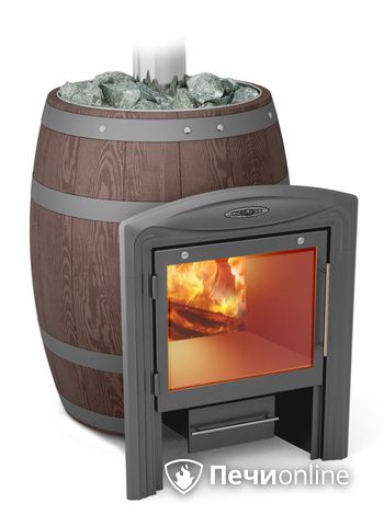Дровяная банная печь TMF Вариата Inox Витра Баррель палисандр в Белгороде