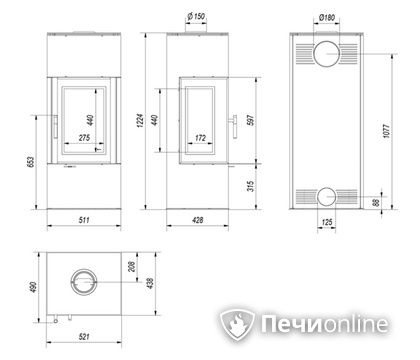 Печь-камин Kratki THOR/VIEW в Белгороде
