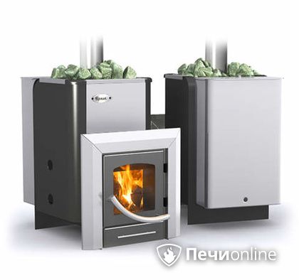 Дровяная банная печь Ермак Элит 16-ПС стекло нержавеющая сталь регулируемый тоннель в Белгороде