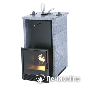 Газовая печь для бани ИзиСтим «Сочи» в трёхстороннем кожухе из талькохлорита в Белгороде