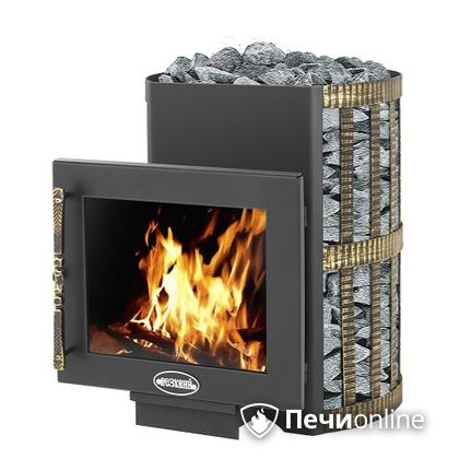 Дровяная банная печь Везувий Скиф Ковка 16 Панорама в Белгороде