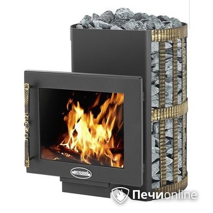 Дровяная банная печь Везувий Скиф Ковка 22 Панорама в Белгороде