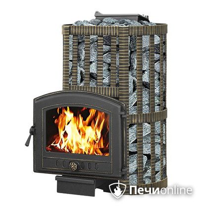 Дровяная банная печь Везувий Ураган Ковка 16 (224) с закрытой каменкой чугун в Белгороде