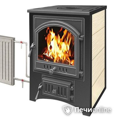 Печь-камин Везувий ПК-01(205) с плитой и теплообменником бежевый в Белгороде