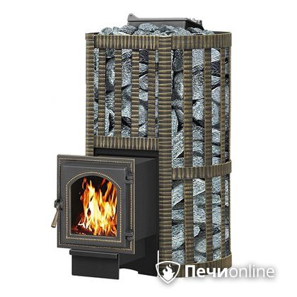 Дровяная банная печь Везувий Ураган Ковка 22 (270) с закрытой каменкой чугун в Белгороде