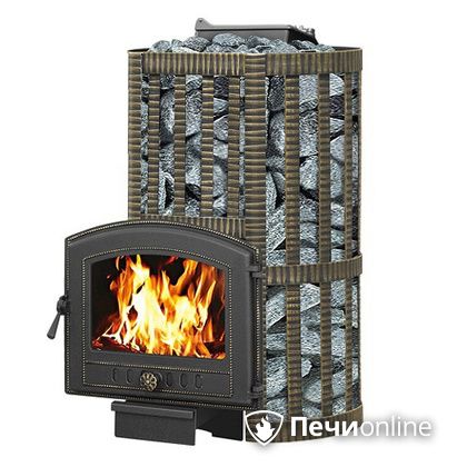 Дровяные печи-каменки Везувий Ураган Ковка 22 (224) с закрытой каменкой чугун в Белгороде