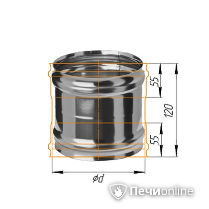 Дымоход Феррум Адаптер ММ для печи нержавеющий 08 d-115 в Белгороде