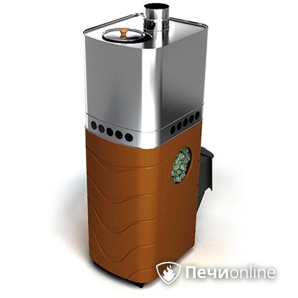 Дровяная банная печь TMF Бирюса 2013 Carbon терракота с закрытой каменкой в Белгороде