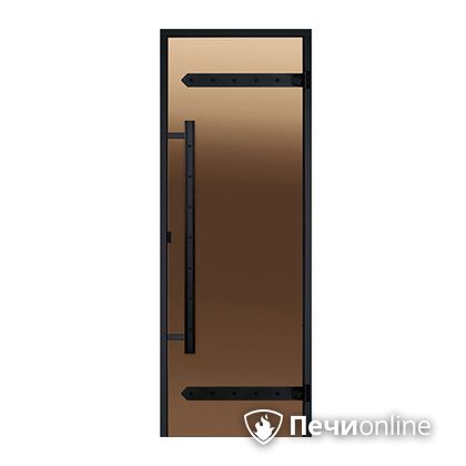 Дверь для бани Harvia Стеклянная дверь для сауны LEGEND 7/19 черная коробка сосна бронза  D71901МL в Белгороде