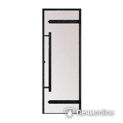 Дверь для бани Harvia Стеклянная дверь для сауны LEGEND 7/19 черная коробка сосна сатин D71905МL в Белгороде